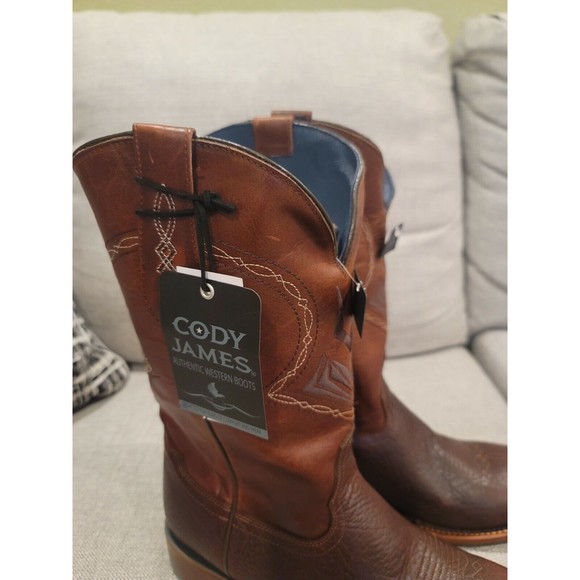 Cody James Brown Leather Square Toe Pull On Western Boots Men’s Size 12 D - Picture 6 of 14